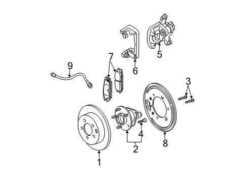 2006 Buick Rendezvous Rear Brakes Diagram 1 - Thumbnail