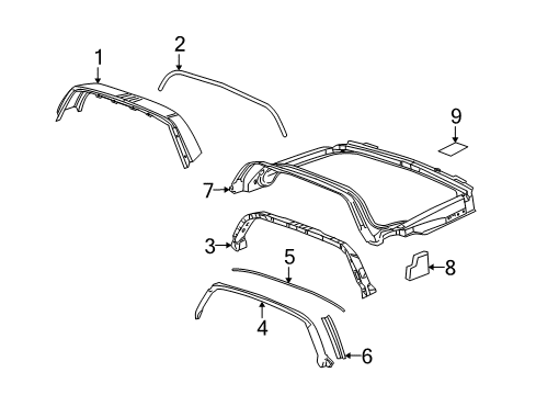 2007 Chevy Corvette Roof & Components Diagram 1 - Thumbnail