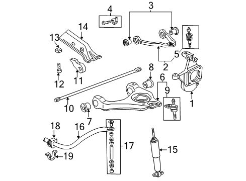 2006 Chevy Tahoe Front Suspension, Control Arm, Stabilizer Bar Diagram 2 - Thumbnail