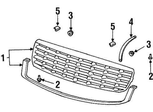 1998 Cadillac DeVille Grille & Components Diagram 2 - Thumbnail