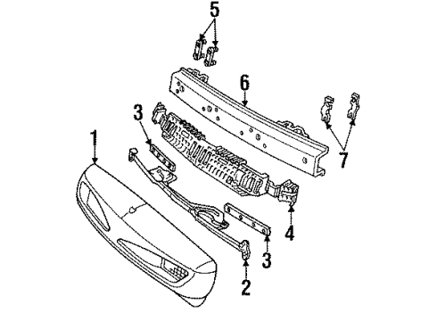 1992 Pontiac Firebird Reinforcement Assembly, Front Bumper Diagram for 10193257