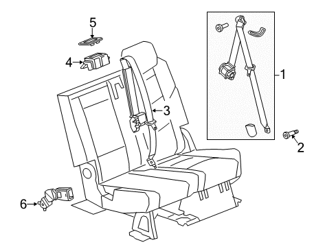 2019 GMC Yukon XL Rear Seat Belts Diagram 2 - Thumbnail