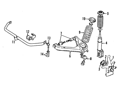 1998 Chevy Tracker Front Chassis Springs Diagram for 30019028