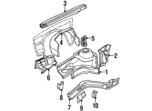 1985 Chevy Cavalier Panel, Front Wheelhouse Diagram for 14053715