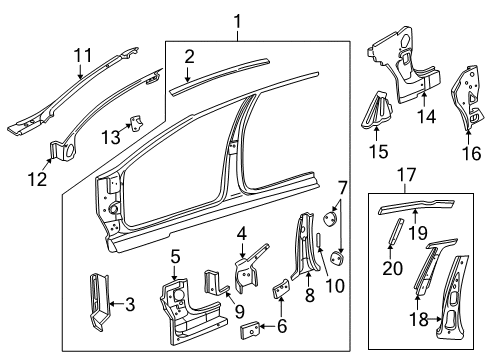 1996 Pontiac Sunfire Reinforcement, Front Side Door Lower Hinge (Body Side) Diagram for 22618985