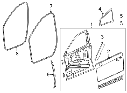 2019 Cadillac XT4 Weatherstrip Assembly, Front S/D (Dr Si) Diagram for 84600670