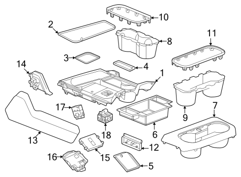 2024 GMC Sierra 2500 HD LINER-F/FLR CNSL RR CUP HLDR *BLACK Diagram for 85131886