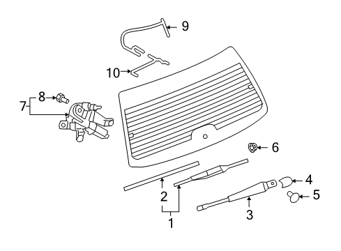 2009 Saturn Vue Lift Gate - Wiper & Washer Components Diagram