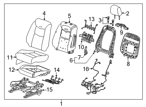 2021 Cadillac XT5 Driver Seat Components Diagram 2 - Thumbnail