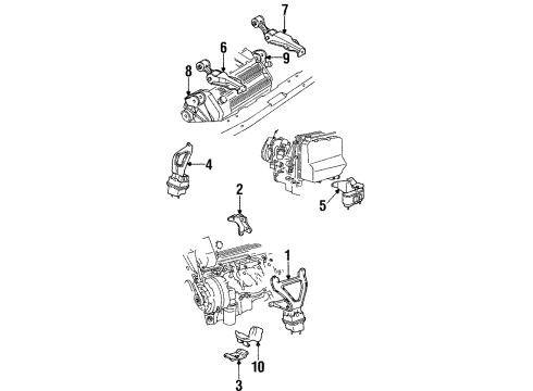 1996 Cadillac Seville Engine & Trans Mounting Diagram