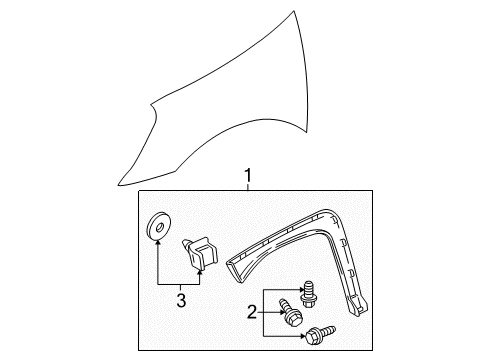 2002 Buick Rendezvous Molding Kit,Front Fender Wheel Opening Diagram for 88951964