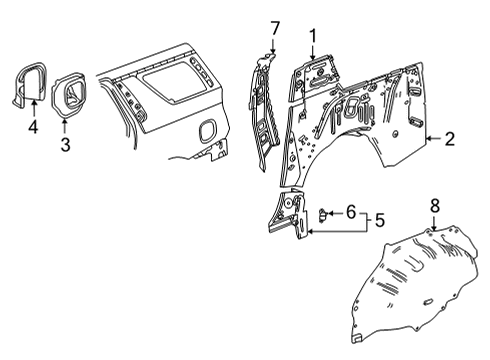 2022 Cadillac Escalade ESV Inner Components - Quarter Panel Diagram