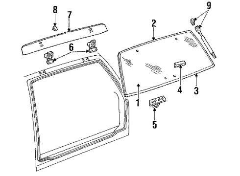 1992 Chevy S10 Blazer Handle,End Gate Outside Diagram for 12541368