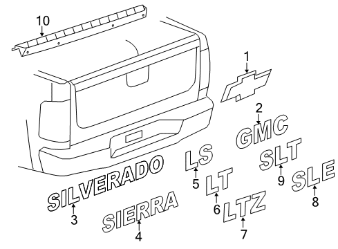 2012 Chevy Silverado 2500 HD Exterior Trim - Pick Up Box Diagram 5 - Thumbnail