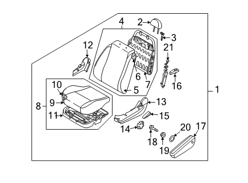 2010 Pontiac G3 Frame,Front Seat Cushion Diagram for 96417482