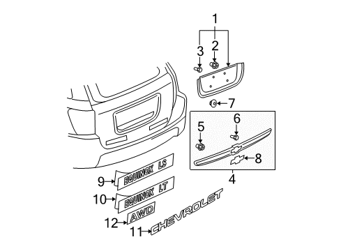 2006 Chevy Equinox Exterior Trim - Lift Gate Diagram