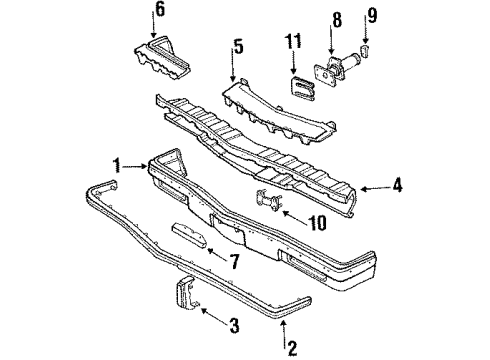 1989 Buick Electra Absorber Asm,Front Bumper Energy Diagram for 22016995