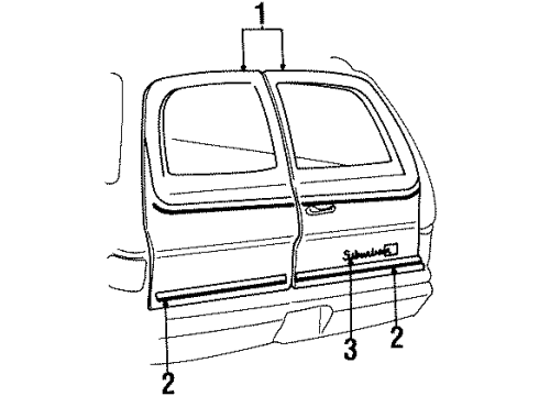 1985 GMC K1500 Suburban Handle Assembly, Rear Door Lock Outside, Right Diagram for 6274816