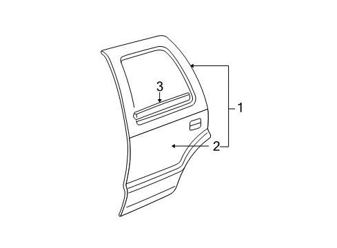 2002 Chevy Trailblazer Door,Rear Side Diagram for 89025256