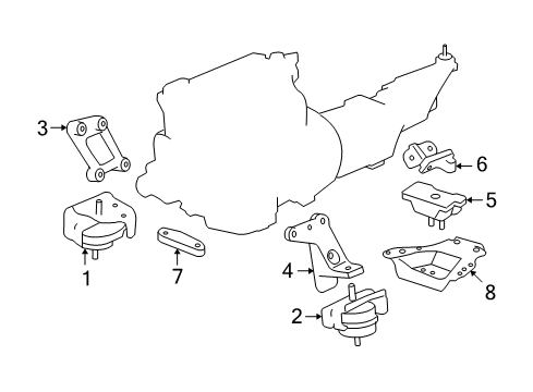 2009 Saturn Sky Reinforcement Assembly, Trans Support Diagram for 15833877