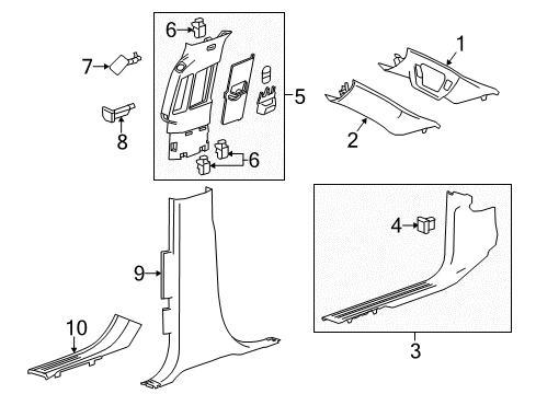 2019 Chevy Suburban Molding,Rear Side Door Sill Garnish Diagram for 22884842