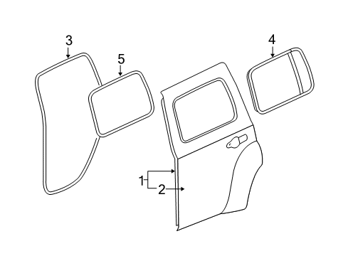 2006 Chevy HHR Weatherstrip Asm,Rear Side Door *Closed Carrier Diagram for 19121168