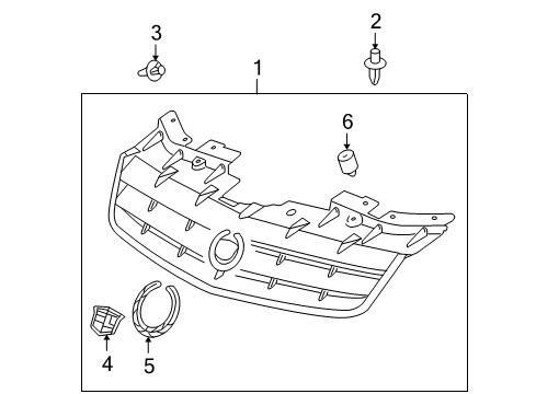 2007 Cadillac STS Grille & Components Diagram