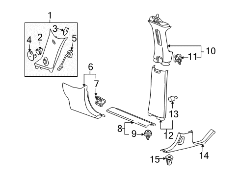 2006 Hummer H3 Molding Assembly, Windshield Side Garnish *Gray Y Diagram for 15891216