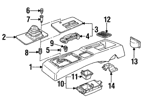 1992 Chevy Beretta Plate Assembly, Front Floor Console Trans Shift Opening T*Graphite Diagram for 10066892