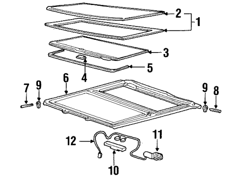 2001 Oldsmobile Aurora Sunroof, Body Diagram