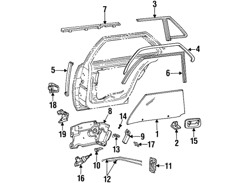 1995 Cadillac Seville Channel Assembly, Rear Side Door Window Front Diagram for 20720464