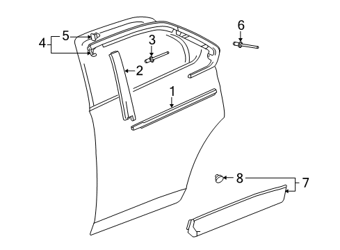 2012 Chevy Equinox Exterior Trim - Rear Door Diagram