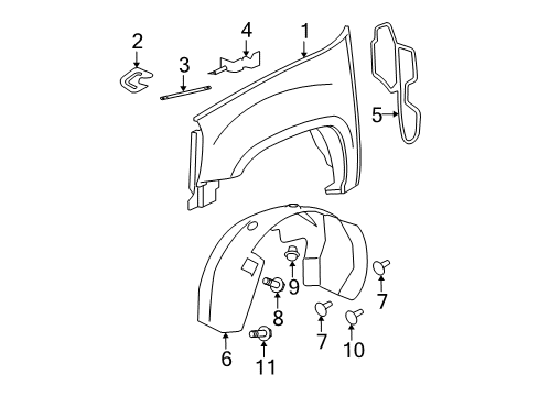 2011 Cadillac Escalade EXT Fender & Components Diagram