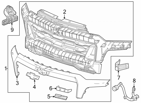 2023 Chevy Colorado GRILLE ASM-FRT *BLACK Diagram for 87844549