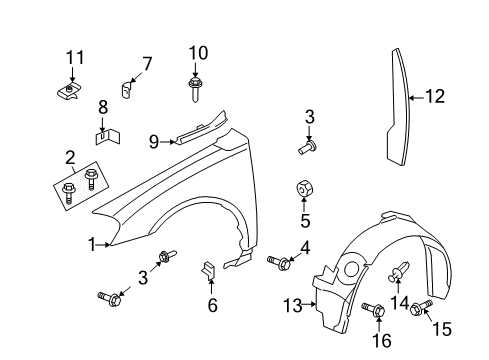 2013 Chevy Impala Fender & Components Diagram