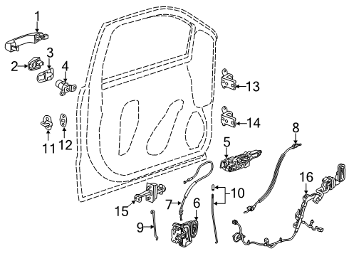 2019 Chevy Silverado 1500 LD Handle Kit, Front S/D O/S Diagram for 13526759