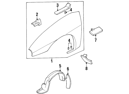 1999 Chevy Lumina Fender & Components, Exterior Trim Diagram