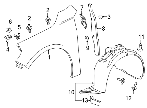 2023 Chevy Malibu Insulator, Front Fender Diagram for 23388914