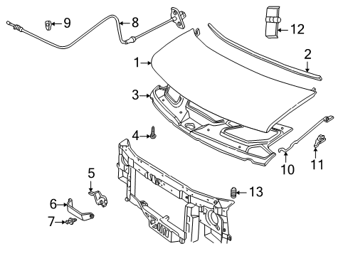 1999 GMC Savana 1500 Hood & Components, Body Diagram