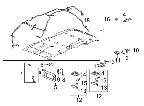 2007 GMC Yukon Panel Assembly, Headlining Trim *Cashmere E Diagram for 25794566