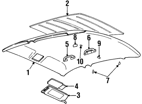 1998 Oldsmobile Aurora Sunshade Assembly,Auxiliary, Right *Oak Diagram for 12373626