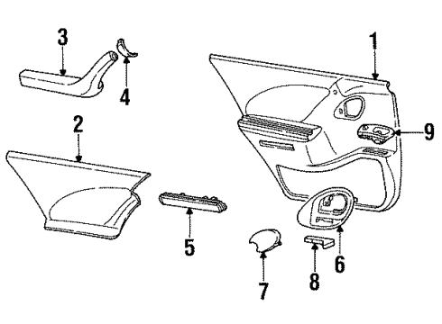 1999 Pontiac Bonneville ARMREST, Rear Side Door Armrest Diagram for 16672565