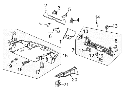 2009 Cadillac XLR Brace Assembly, Quarter Outer Panel Diagram for 10304043