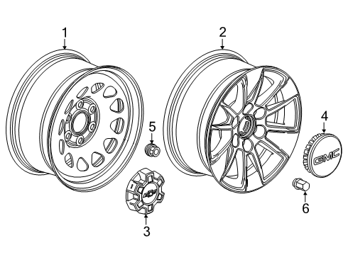 2021 GMC Sierra 1500 Wheels Diagram 1 - Thumbnail