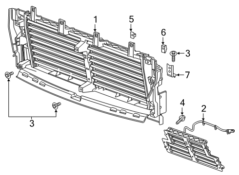 2022 GMC Sierra 1500 Shutter Assembly, Front Bpr Diagram for 84641101