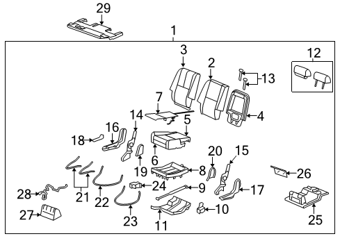 2008 Chevy Tahoe Latch, Rear Seat Back Cushion Diagram for 25896458