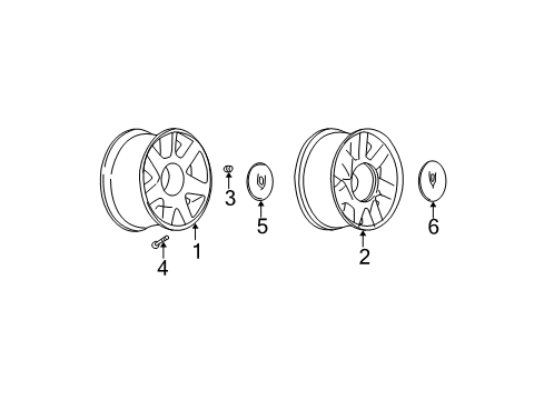 2003 Cadillac DeVille Wheel Trim CAP *Spar*Sparkle Silv Diagram for 9594261