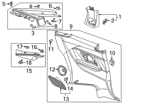 2015 Cadillac ELR Interior Trim - Quarter Panels Diagram