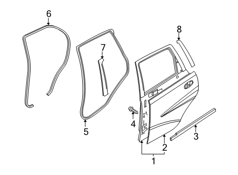 2005 Chevy Aveo Tape,Rear Side Door Blackout Diagram for 96349123