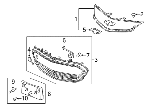 2019 Chevy Bolt EV Front Bumper Fascia Emblem Assembly *Chrome W/Gol Diagram for 95429796